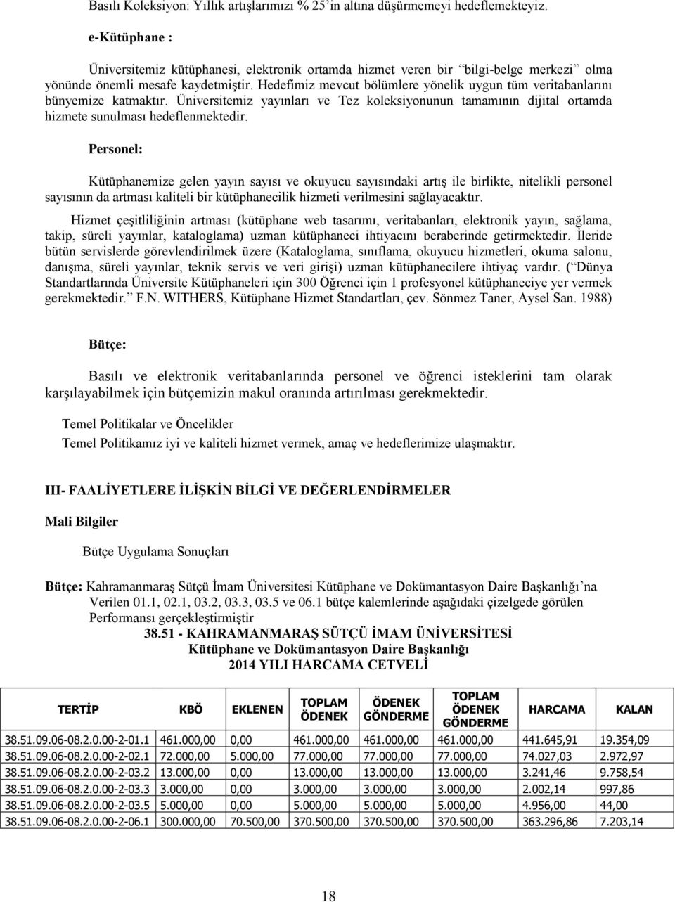 Hedefimiz mevcut bölümlere yönelik uygun tüm veritabanlarını bünyemize katmaktır. Üniversitemiz yayınları ve Tez koleksiyonunun tamamının dijital ortamda hizmete sunulması hedeflenmektedir.