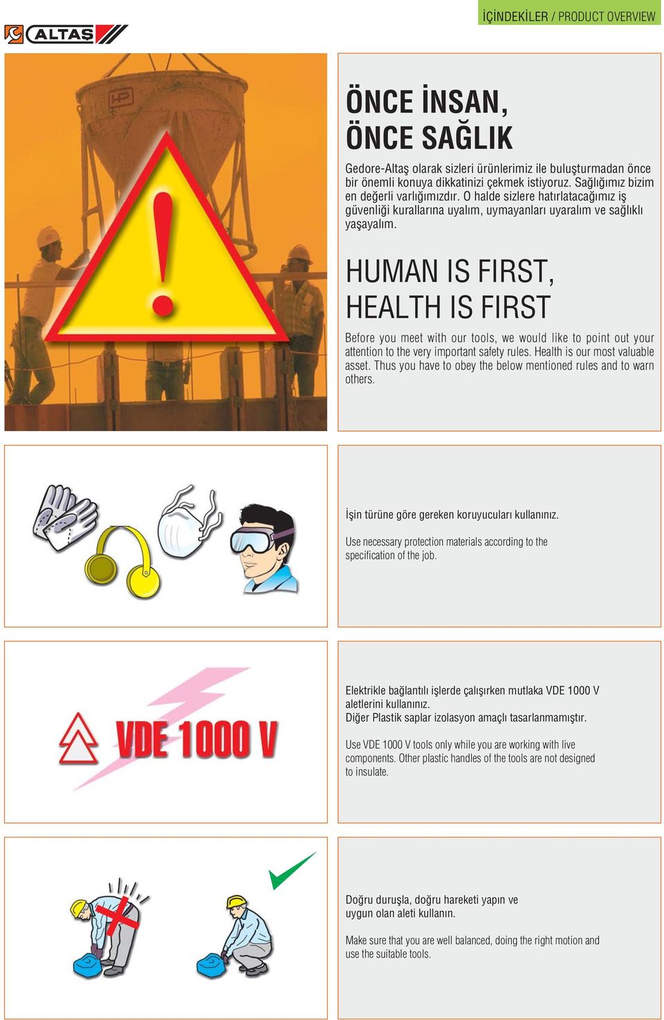 HUMAN IS FIRST, HEALTH IS FIRST Before you meet with our tools, we would like to point out your attention to the very important safety rules. Health is our most valuable asset.