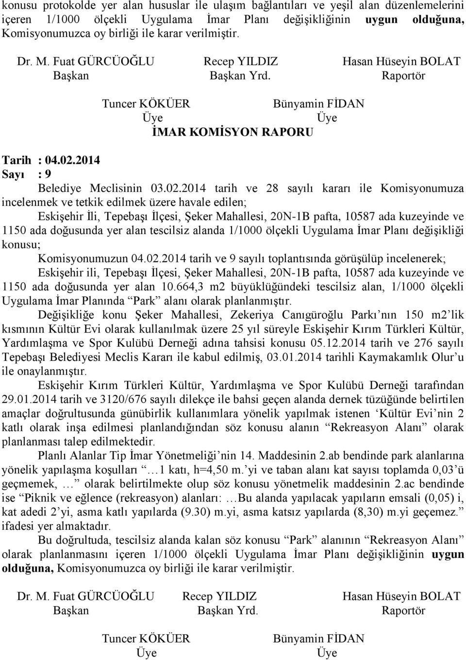 2014 Sayı : 9 Belediye Meclisinin 03.02.