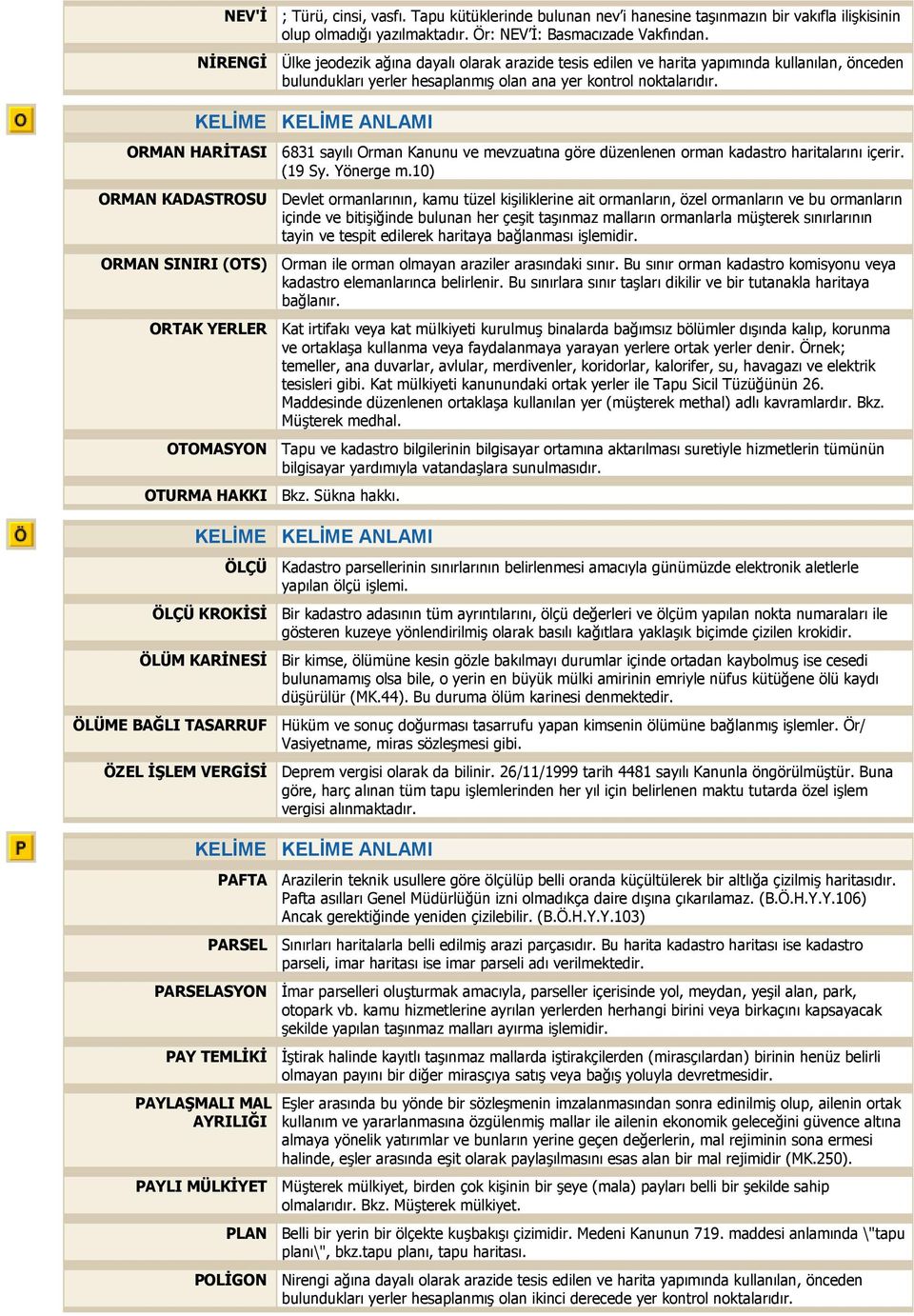 ORMAN HARİTASI 6831 sayılı Orman Kanunu ve mevzuatına göre düzenlenen orman kadastro haritalarını içerir. (19 Sy. Yönerge m.