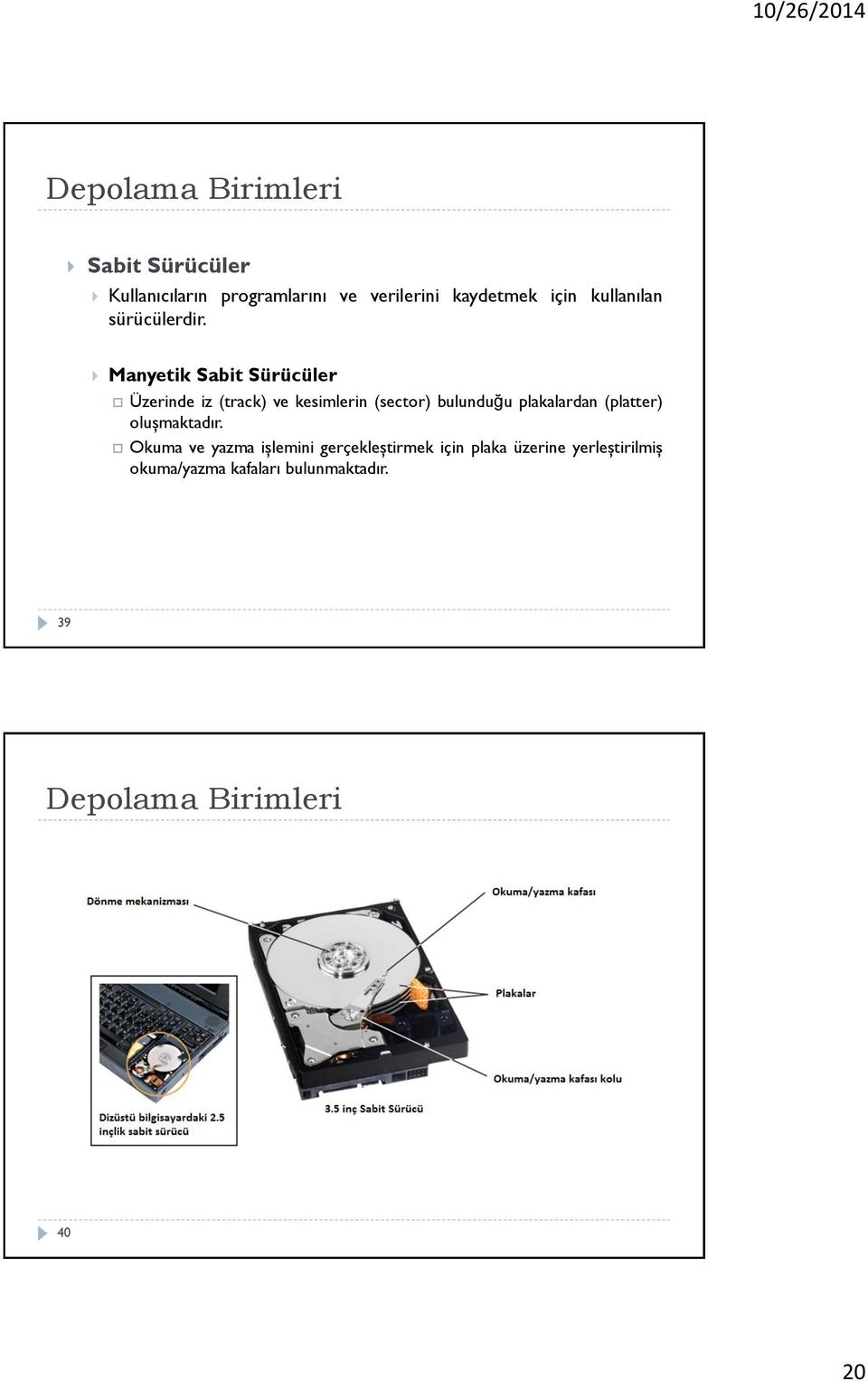 Manyetik Sabit Sürücüler Üzerinde iz (track) ve kesimlerin (sector) bulunduğu