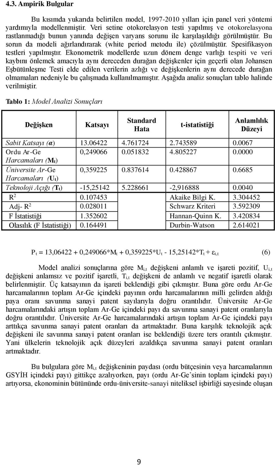 Bu sorun da modeli ağırlandırarak (white period metodu ile) çözülmüştür. Spesifikasyon testleri yapılmıştır.