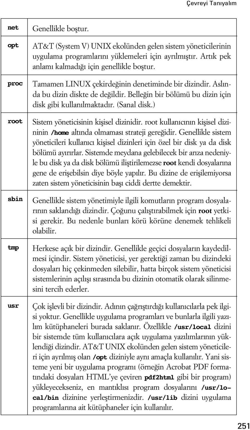 (Sanal disk.) Sistem yöneticisinin kiflisel dizinidir. root kullan c n n kiflisel dizininin /home alt nda olmamas strateji gere idir.