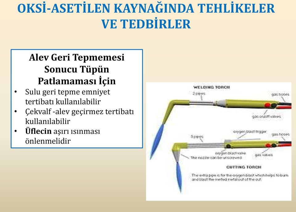 tepme emniyet tertibatı kullanılabilir Çekvalf -alev