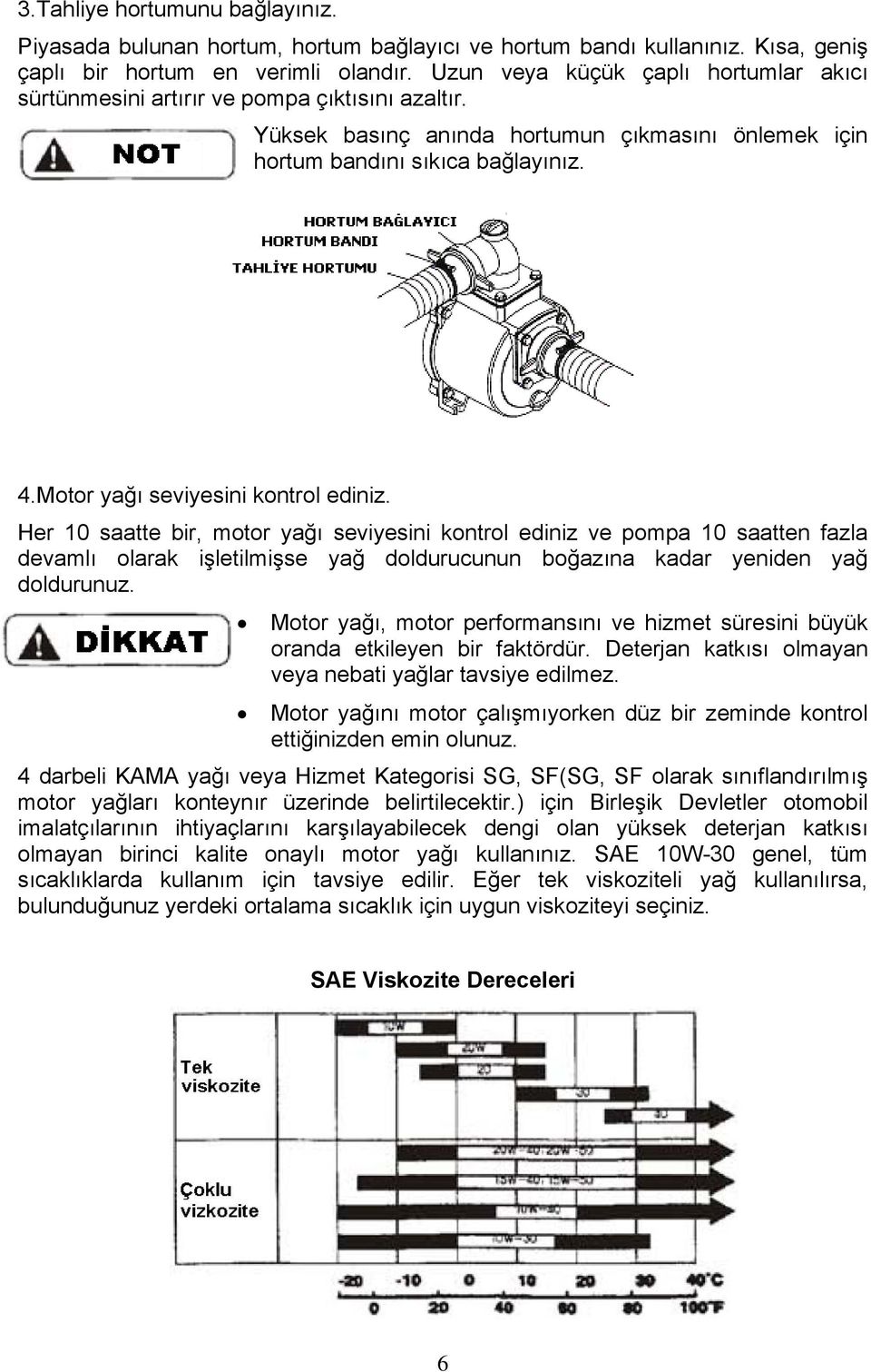 Motor yağı seviyesini kontrol ediniz.