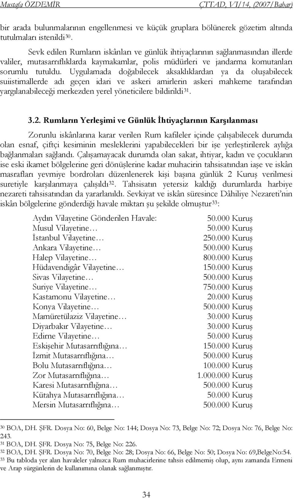 Uygulamada doğabilecek aksaklıklardan ya da oluşabilecek suiistimallerde adı geçen idari ve askeri amirlerin askeri mahkeme tarafından yargılanabileceği merkezden yerel yöneticilere bildirildi 31. 3.2.