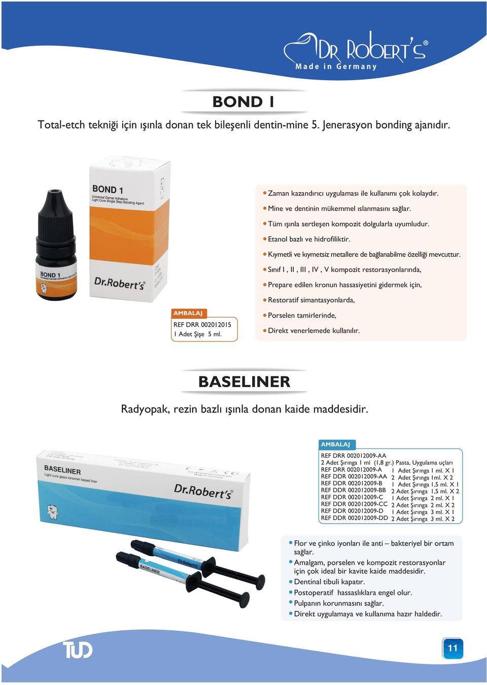 S n f I, II, III, IV, V kompozit restorasyonlar nda, Prepare edilen kronun hassasiyetini gidermek için, Restoratif simantasyonlarda, REF DRR 002012015 1 Adet Þiþe 5 ml.