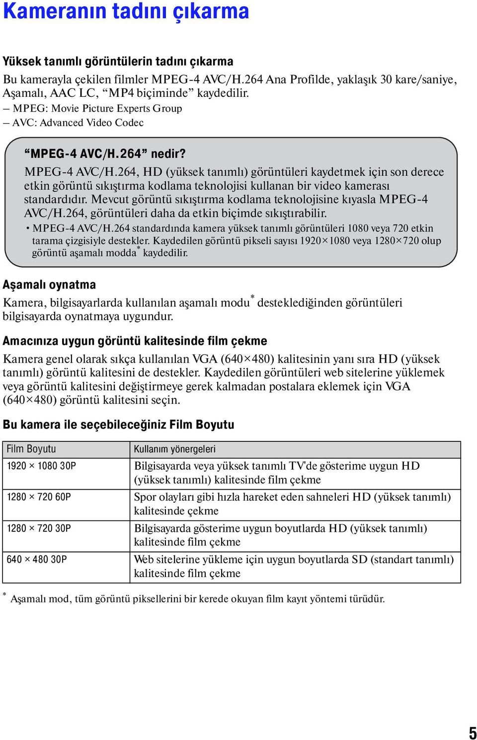 264 nedir? MPEG-4 AVC/H.264, HD (yüksek tanımlı) görüntüleri kaydetmek için son derece etkin görüntü sıkıştırma kodlama teknolojisi kullanan bir video kamerası standardıdır.