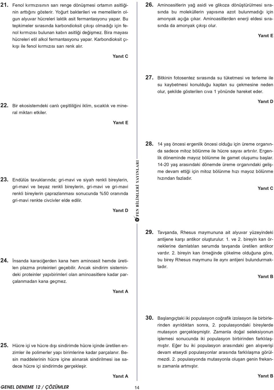 Karbondioksit çýkýþý ile fenol kýrmýzýsý sarý renk alýr. 6. minoasitlerin yað asidi ve glikoza dönüþtürülmesi sýrasýnda bu moleküllerin yapýsýna azot bulunmadýðý için amonyak açýða çýkar.