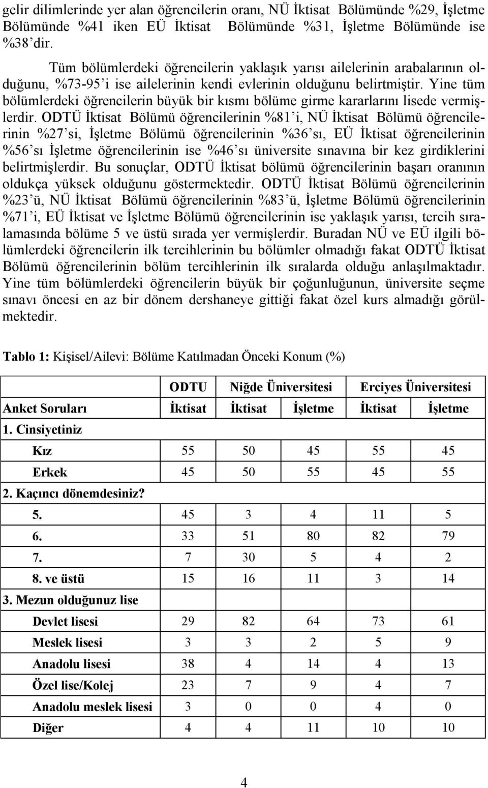 Yine tüm bölümlerdeki öğrencilerin büyük bir kısmı bölüme girme kararlarını lisede vermişlerdir.