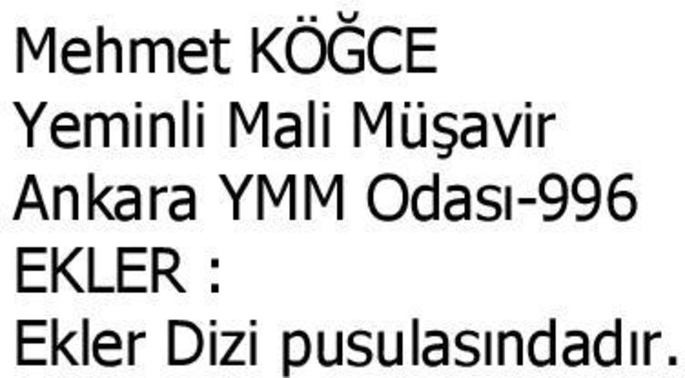 YMM Odası-996 EKLER :