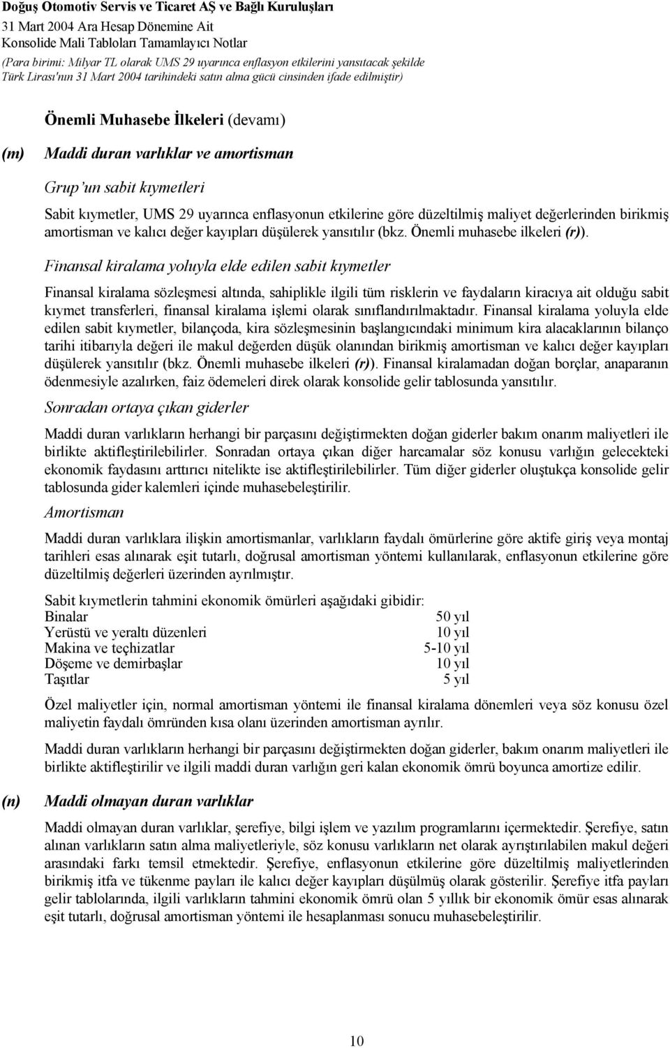 Finansal kiralama yoluyla elde edilen sabit kıymetler Finansal kiralama sözleşmesi altında, sahiplikle ilgili tüm risklerin ve faydaların kiracıya ait olduğu sabit kıymet transferleri, finansal