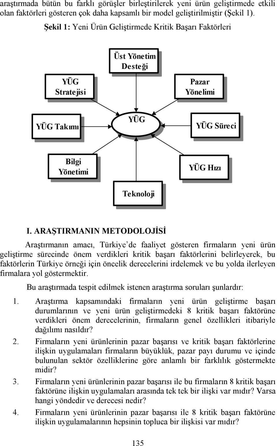 ARAŞTIRMANIN METODOLOJİSİ Araştırmanın amacı, Türkiye de faaliyet gösteren firmaların yeni ürün geliştirme sürecinde önem verdikleri kritik başarı faktörlerini belirleyerek, bu faktörlerin Türkiye