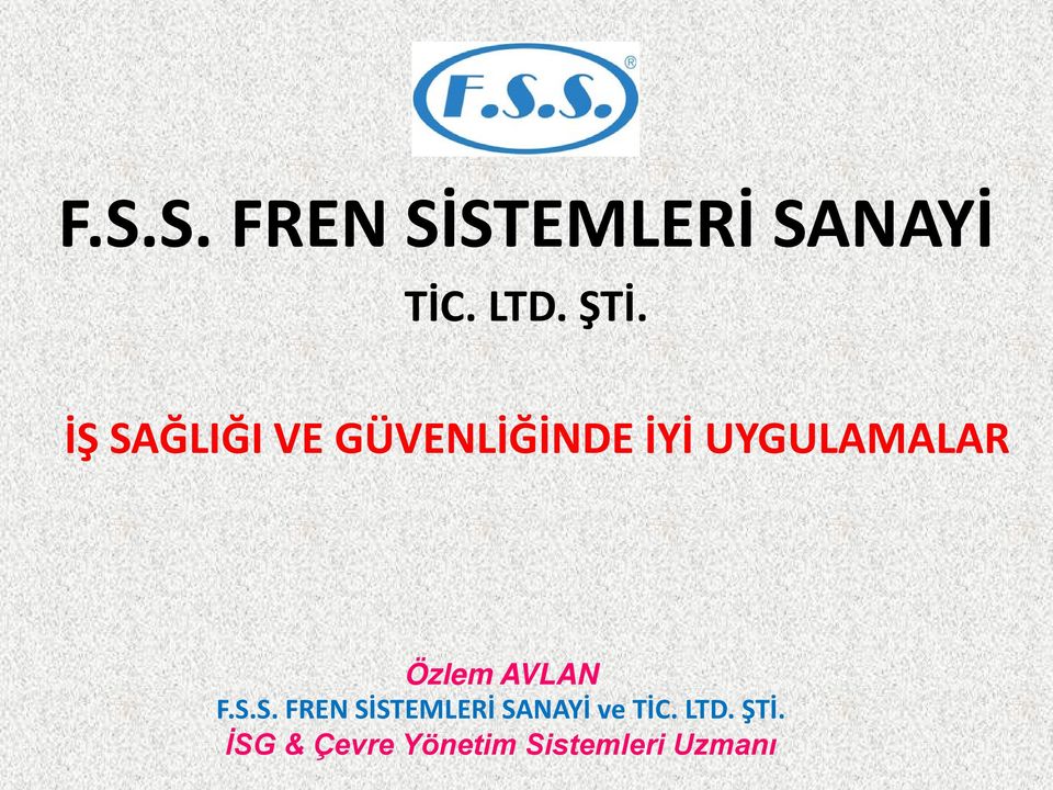 Özlem AVLAN F.S.S. FREN SİSTEMLERİ SANAYİ ve TİC.