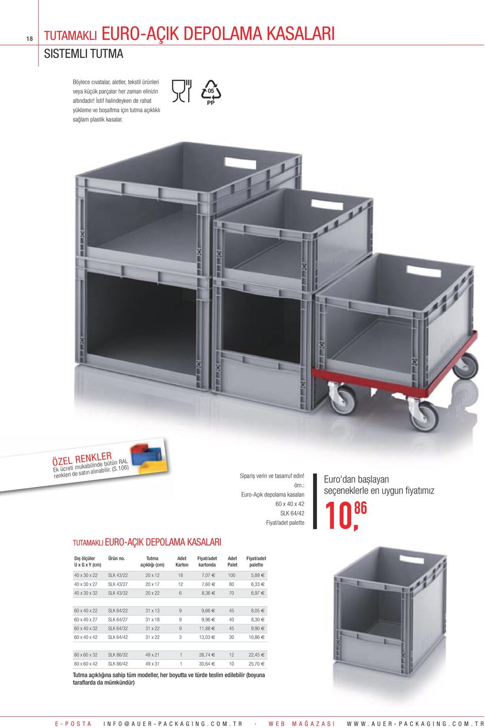106) Tutamaklı Euro-Açık depolama kasalari Sipariş verin ve tasarruf edin! örn.
