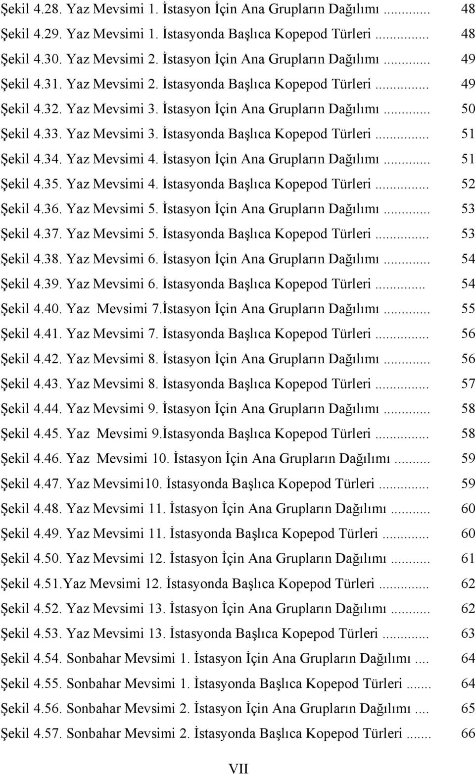 34. Yaz Mevsimi 4. İstasyon İçin Ana Grupların Dağılımı... 51 Şekil 4.35. Yaz Mevsimi 4. İstasyonda Başlıca Kopepod Türleri... 52 Şekil 4.36. Yaz Mevsimi 5. İstasyon İçin Ana Grupların Dağılımı... 53 Şekil 4.