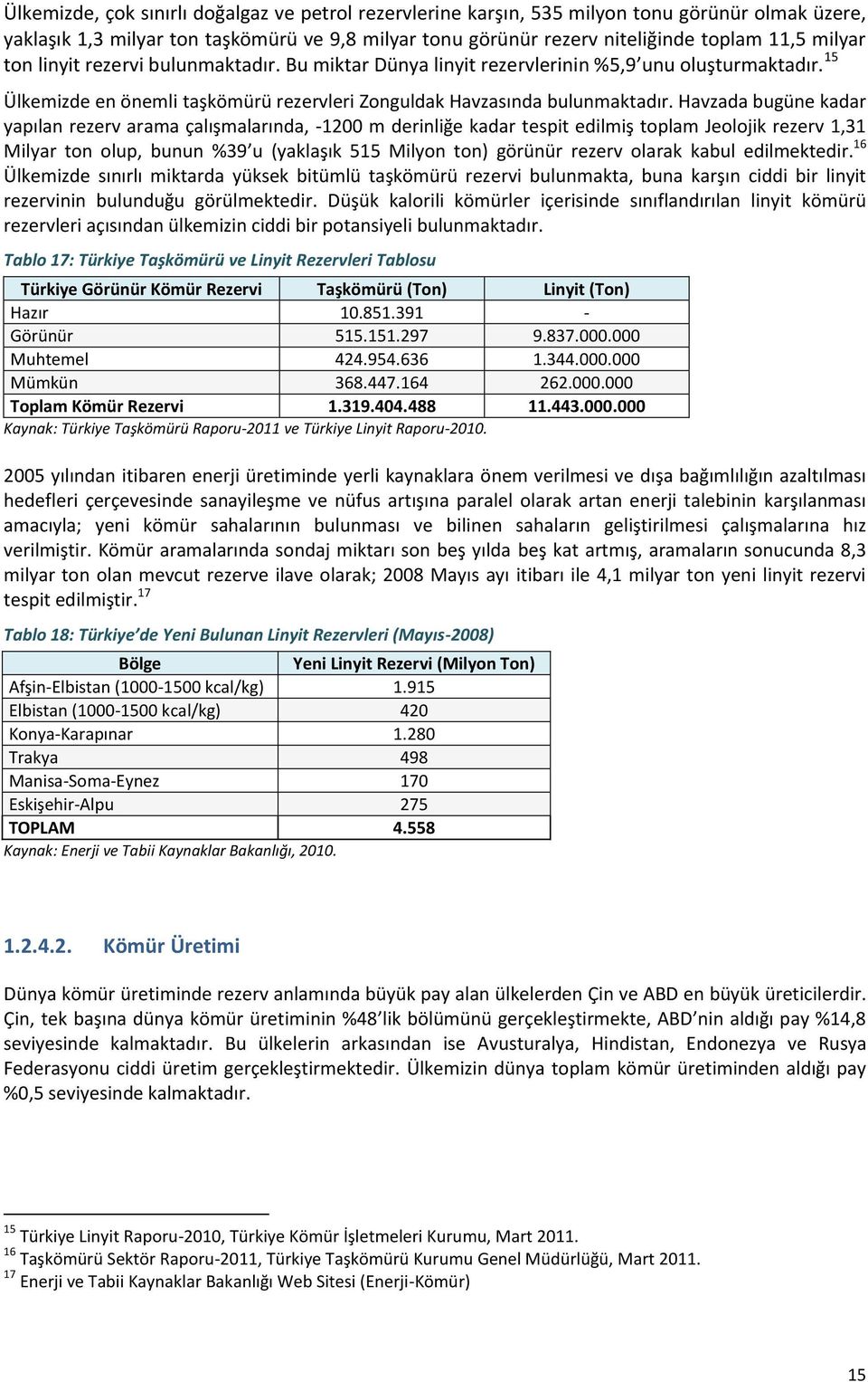 Havzada bugüne kadar yapılan rezerv arama çalışmalarında, -1200 m derinliğe kadar tespit edilmiş toplam Jeolojik rezerv 1,31 Milyar ton olup, bunun %39 u (yaklaşık 515 Milyon ton) görünür rezerv