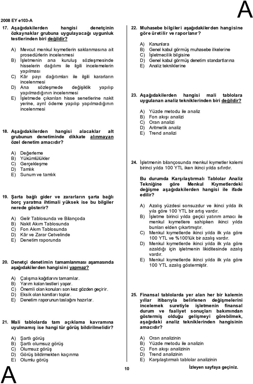 kararların incelenmesi D) na sözleşmede değişiklik yapılıp yapılmadığının incelenmesi E) İşletmede çıkarılan hisse senetlerine nakit yerine, aynî ödeme yapılıp yapılmadığının incelenmesi