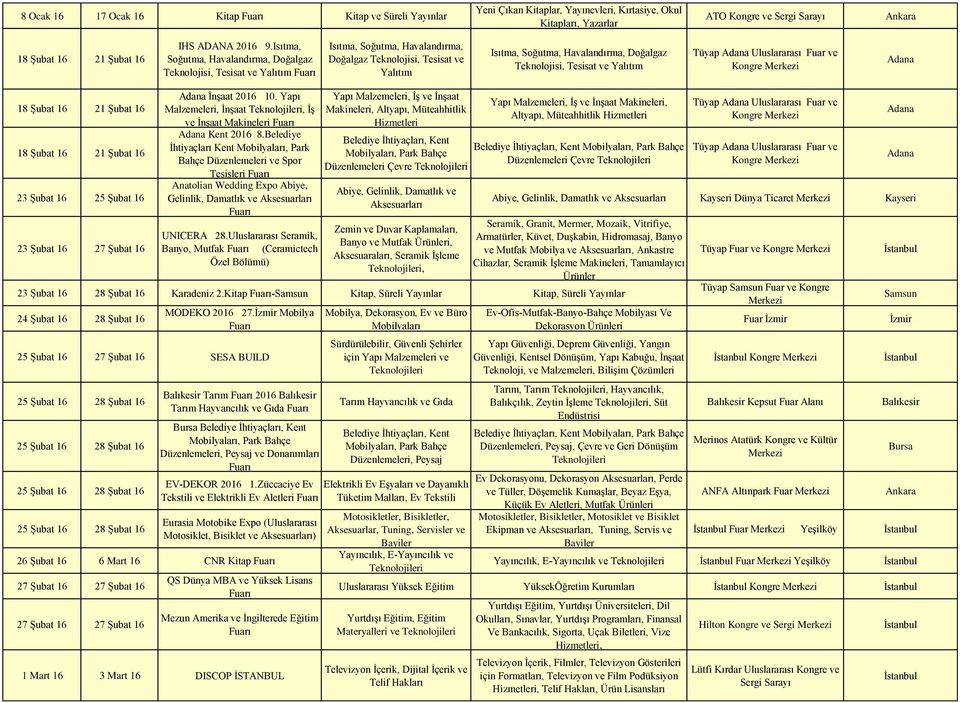 Tesisat ve Yalıtım Tüyap Uluslararası Fuar ve Kongre 18 Şubat 16 21 Şubat 16 18 Şubat 16 21 Şubat 16 23 Şubat 16 25 Şubat 16 23 Şubat 16 27 Şubat 16 İnşaat 2016 10.