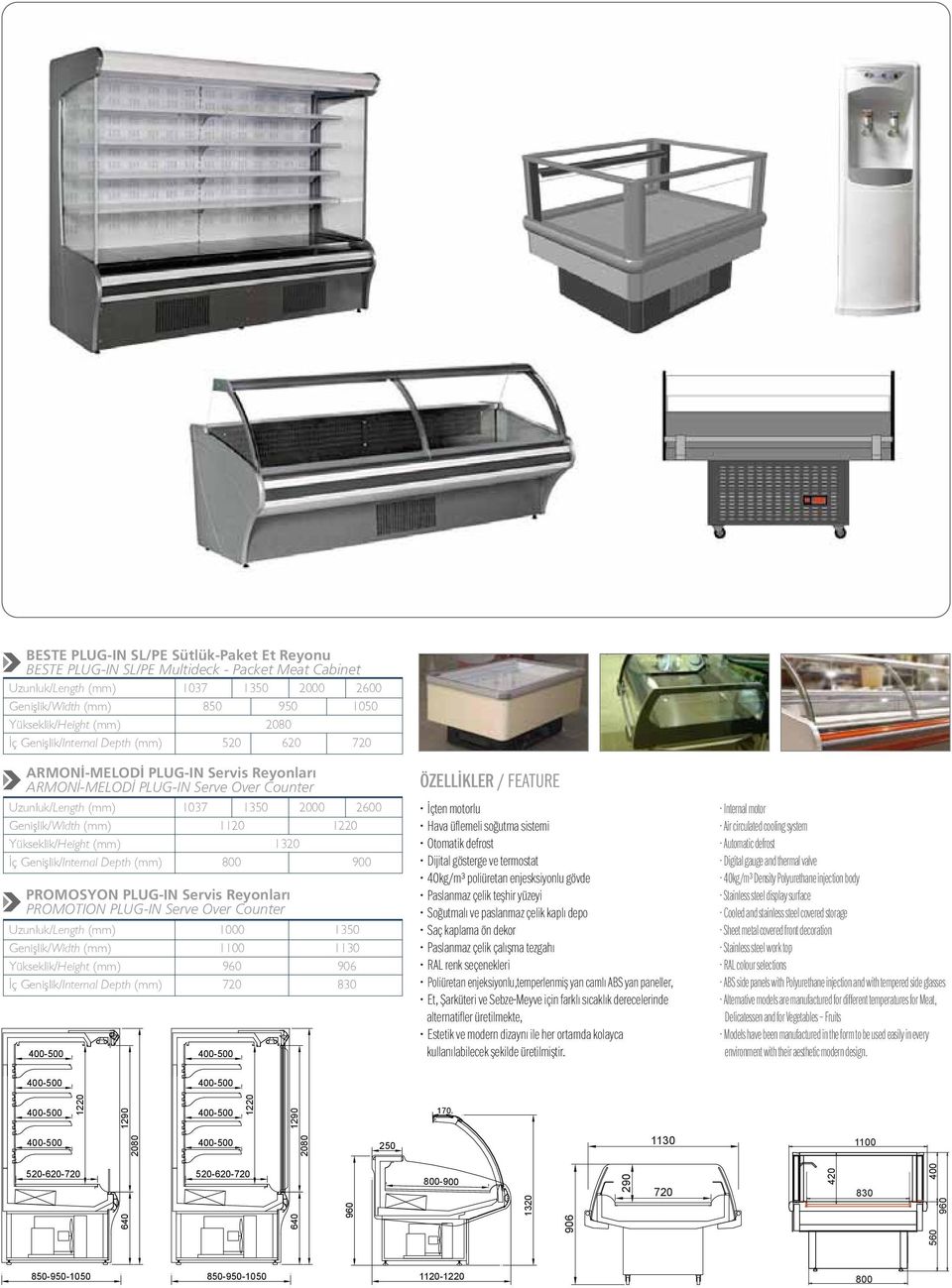 Yükseklik/Height (mm) 1320 İç Genişlik/Internal Depth (mm) 800 PROMOSYON PLUG-IN Servis Reyonları PROMOTION PLUG-IN Serve Over Counter Uzunluk/Length (mm) 1000 1350 Genişlik/Width (mm) 1100 1130