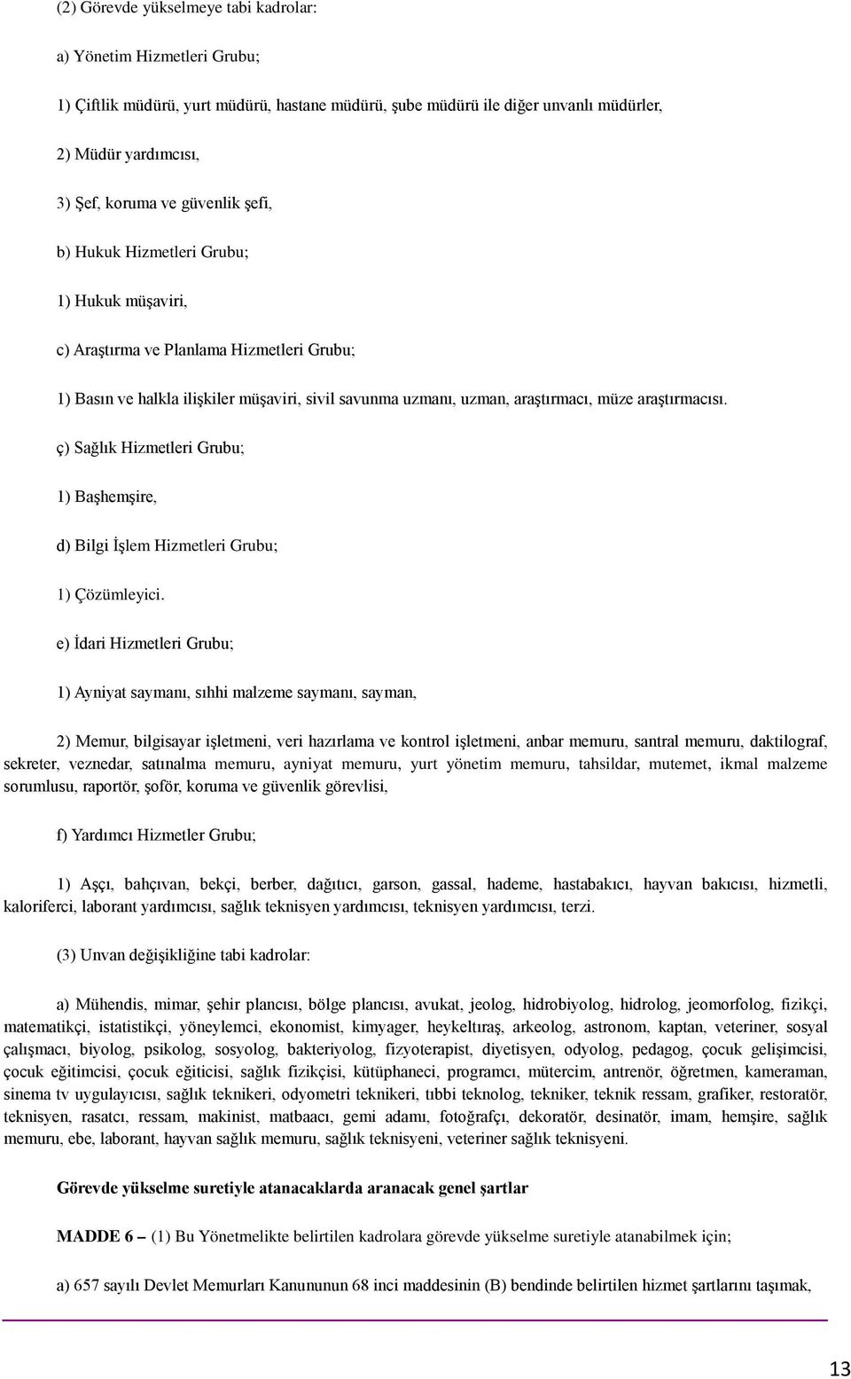 araştırmacısı. ç) Sağlık Hizmetleri Grubu; 1) Başhemşire, d) Bilgi İşlem Hizmetleri Grubu; 1) Çözümleyici.