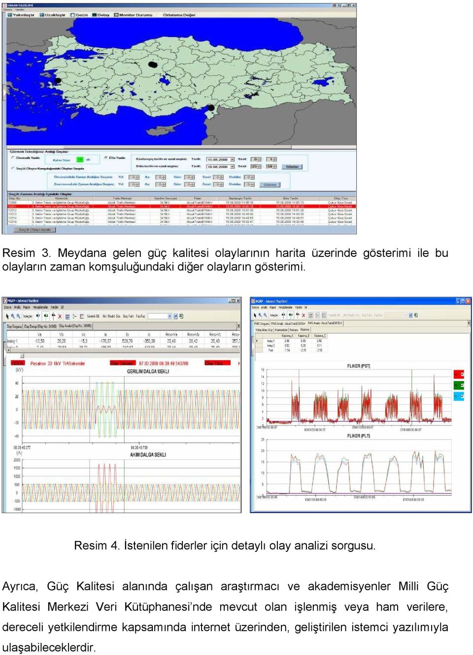 olayların gösterimi. Resim 4. Đstenilen fiderler için detaylı olay analizi sorgusu.