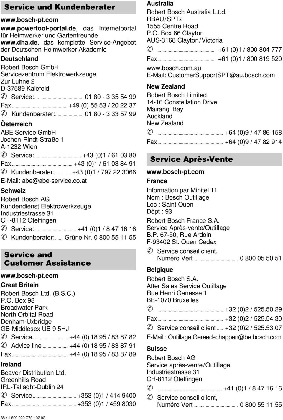 .. +49 (0) 55 53 / 20 22 37 Kundenberater:... 01 80-3 33 57 99 Österreich ABE Service GmbH Jochen-Rindt-Straße 1 A-1232 Wien Service:... +43 (0)1 / 61 03 80 Fax... +43 (0)1 / 61 03 84 91 Kundenberater:.