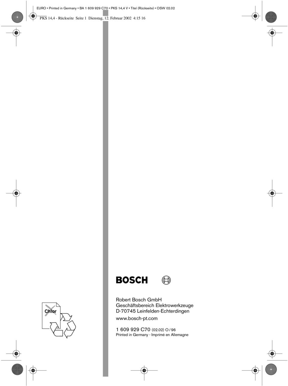 Februar 2002 4:15 16 Chlor Robert Bosch GmbH Geschäftsbereich