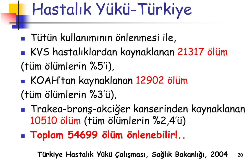 ölümlerin %3 ü), Trakea-bronş-akciğer kanserinden kaynaklanan 10510 ölüm (tüm