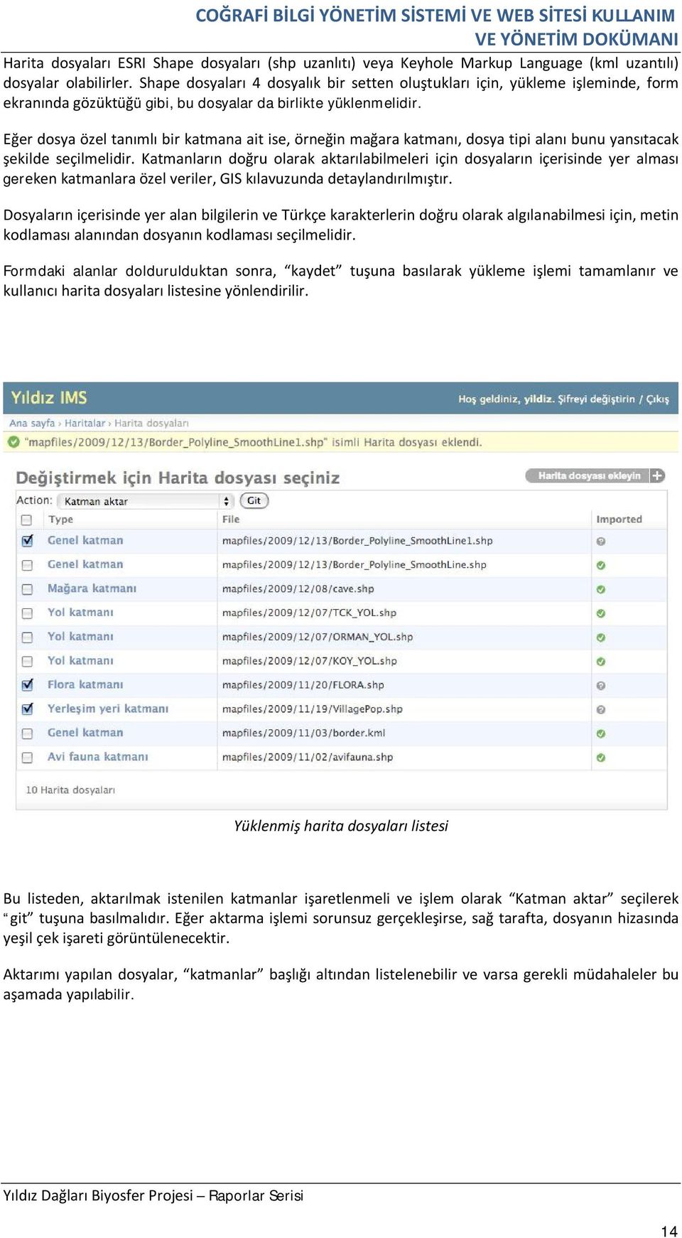 Eğer dosya özel tanımlı bir katmana ait ise, örneğin mağara katmanı, dosya tipi alanı bunu yansıtacak şekilde seçilmelidir.