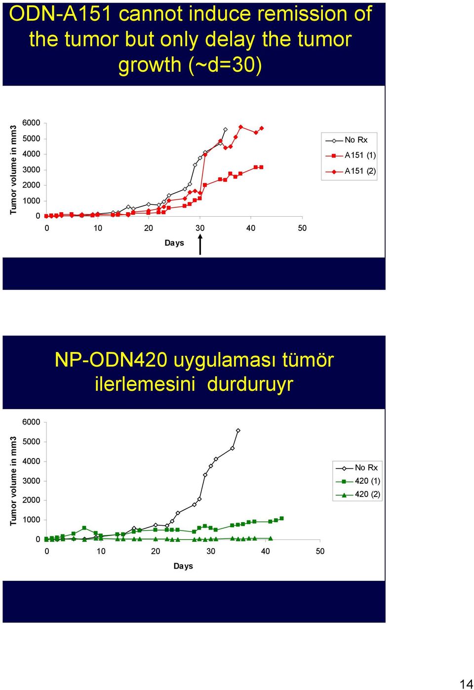 No Rx A151 (1) A151 (2) NP-ODN420 uygulaması tümör ilerlemesini durduruyr 6000