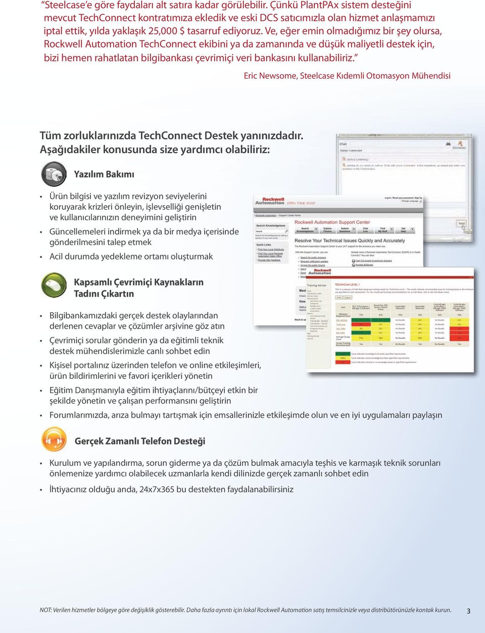 Ve, eğer emin olmadığımız bir şey olursa, Rockwell Automation TechConnect ekibini ya da zamanında ve düşük maliyetli destek için, bizi hemen rahatlatan bilgibankası çevrimiçi veri bankasını