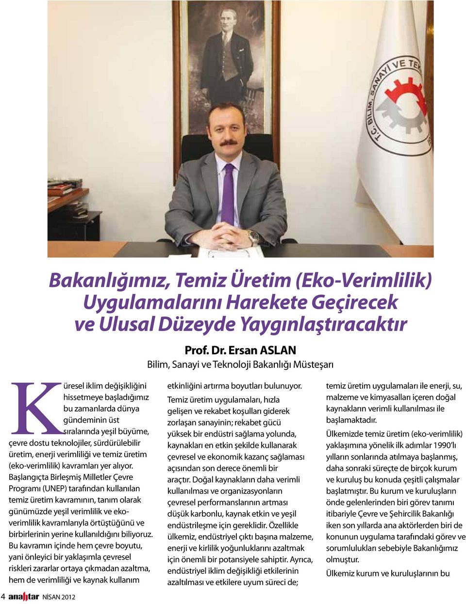 sürdürülebilir üretim, enerji verimliliği ve temiz üretim (eko-verimlilik) kavramları yer alıyor.