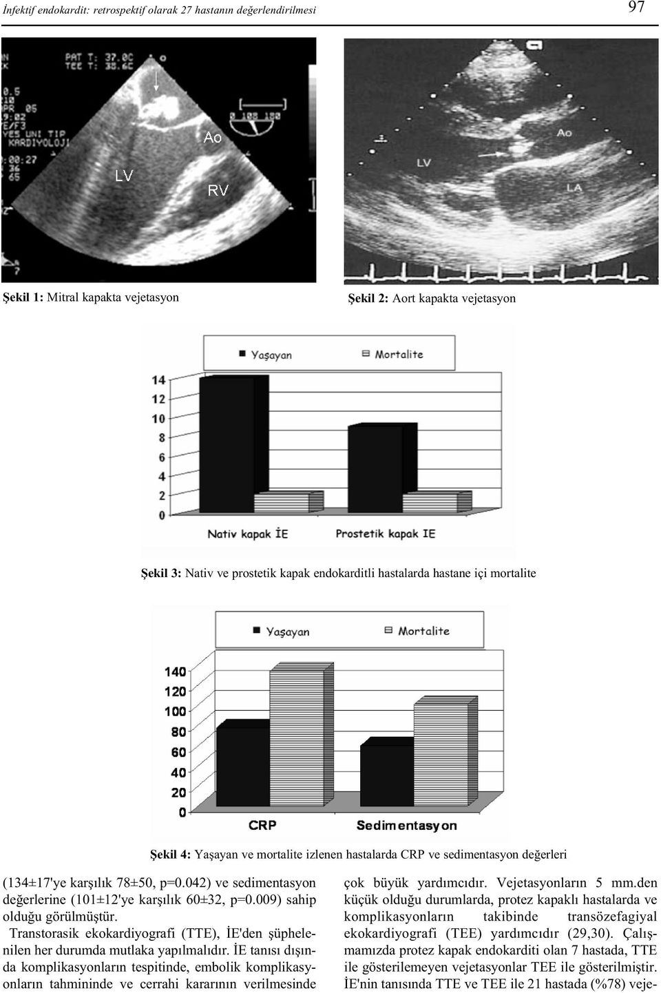 009) sahip olduðu görülmüþtür. Transtorasik ekokardiyografi (TTE), ÝE'den þüphelenilen her durumda mutlaka yapýlmalýdýr.
