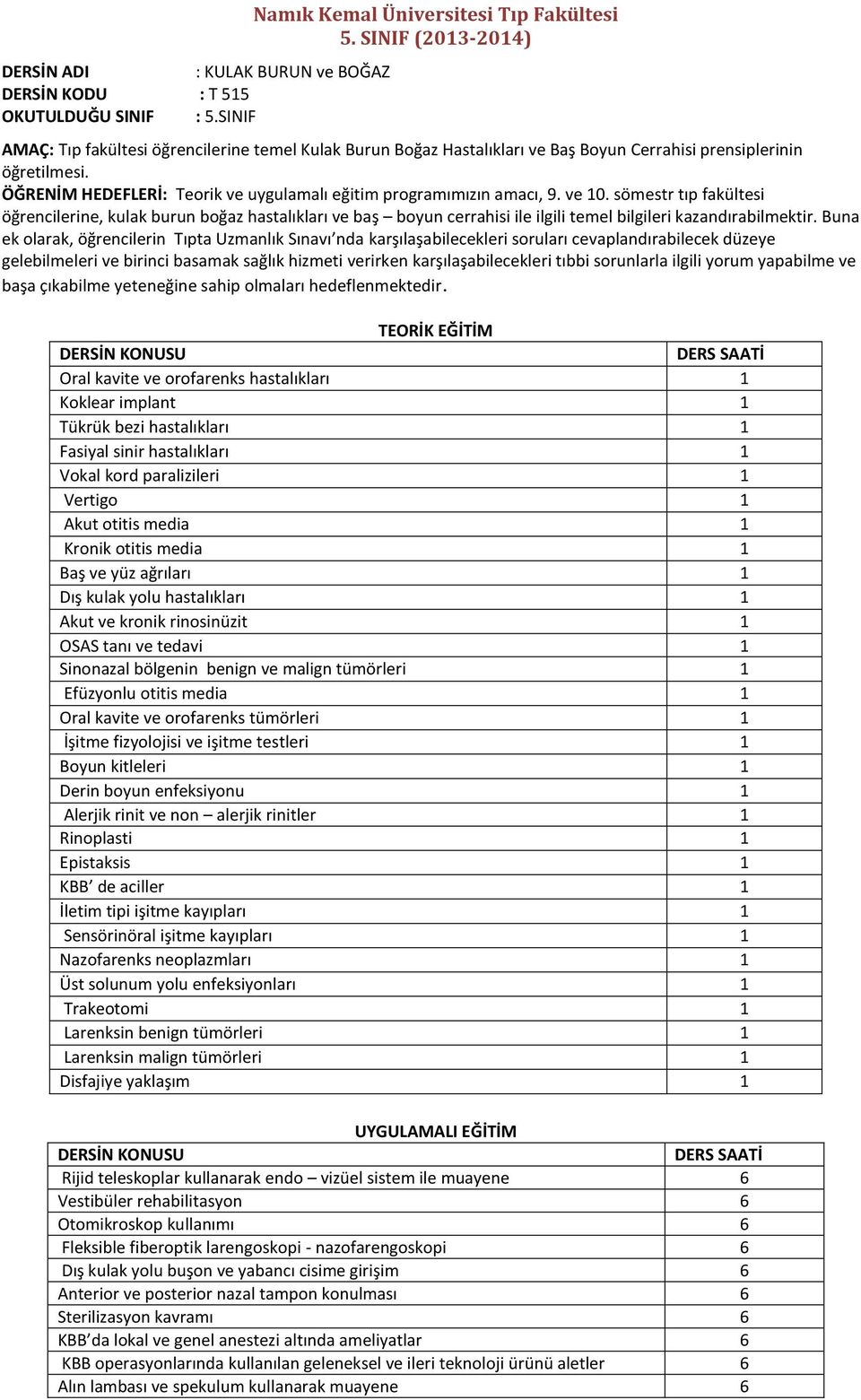 ÖĞRENİM HEDEFLERİ: Teorik ve uygulamalı eğitim programımızın amacı, 9. ve 10.