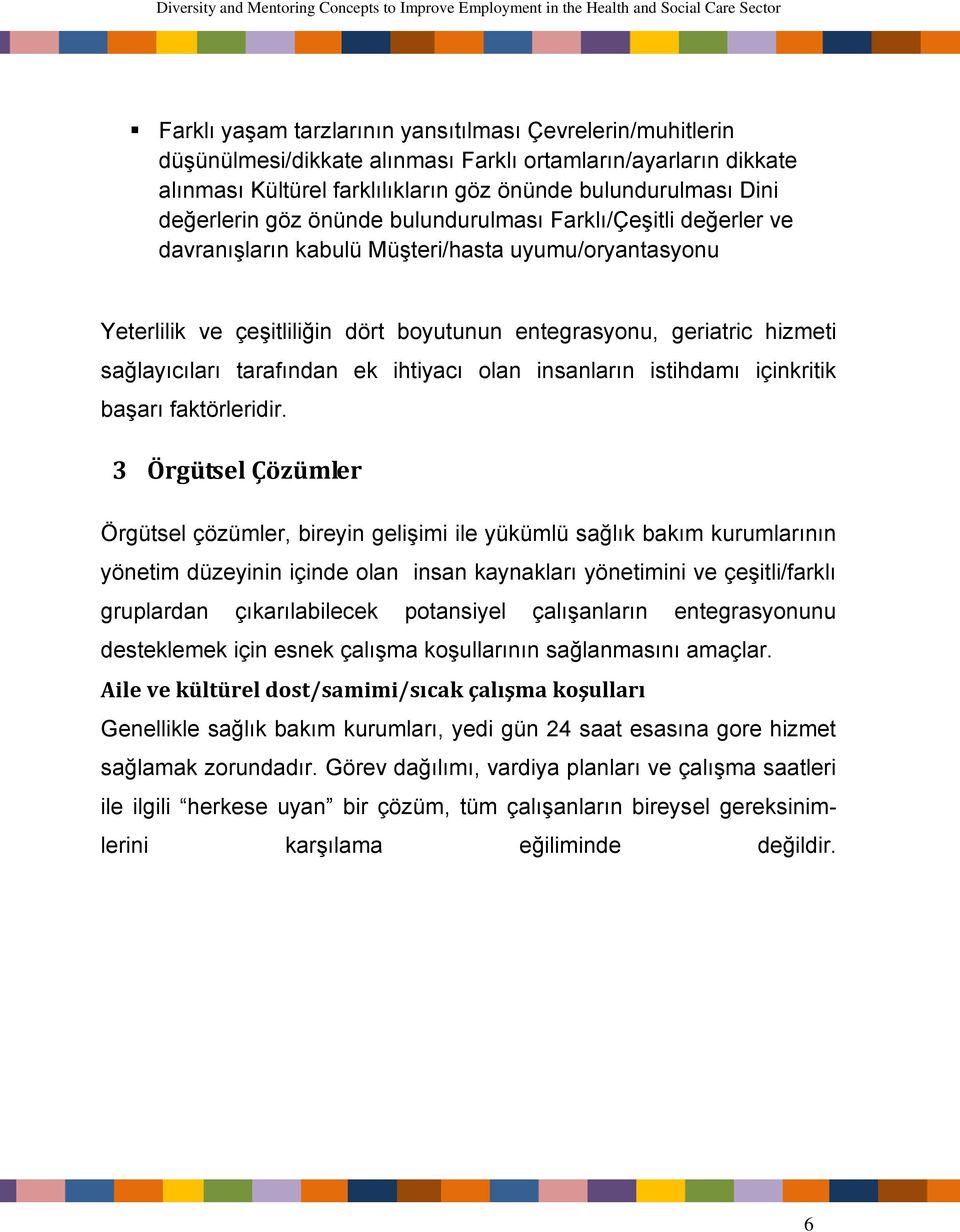 tarafından ek ihtiyacı olan insanların istihdamı içinkritik başarı faktörleridir.