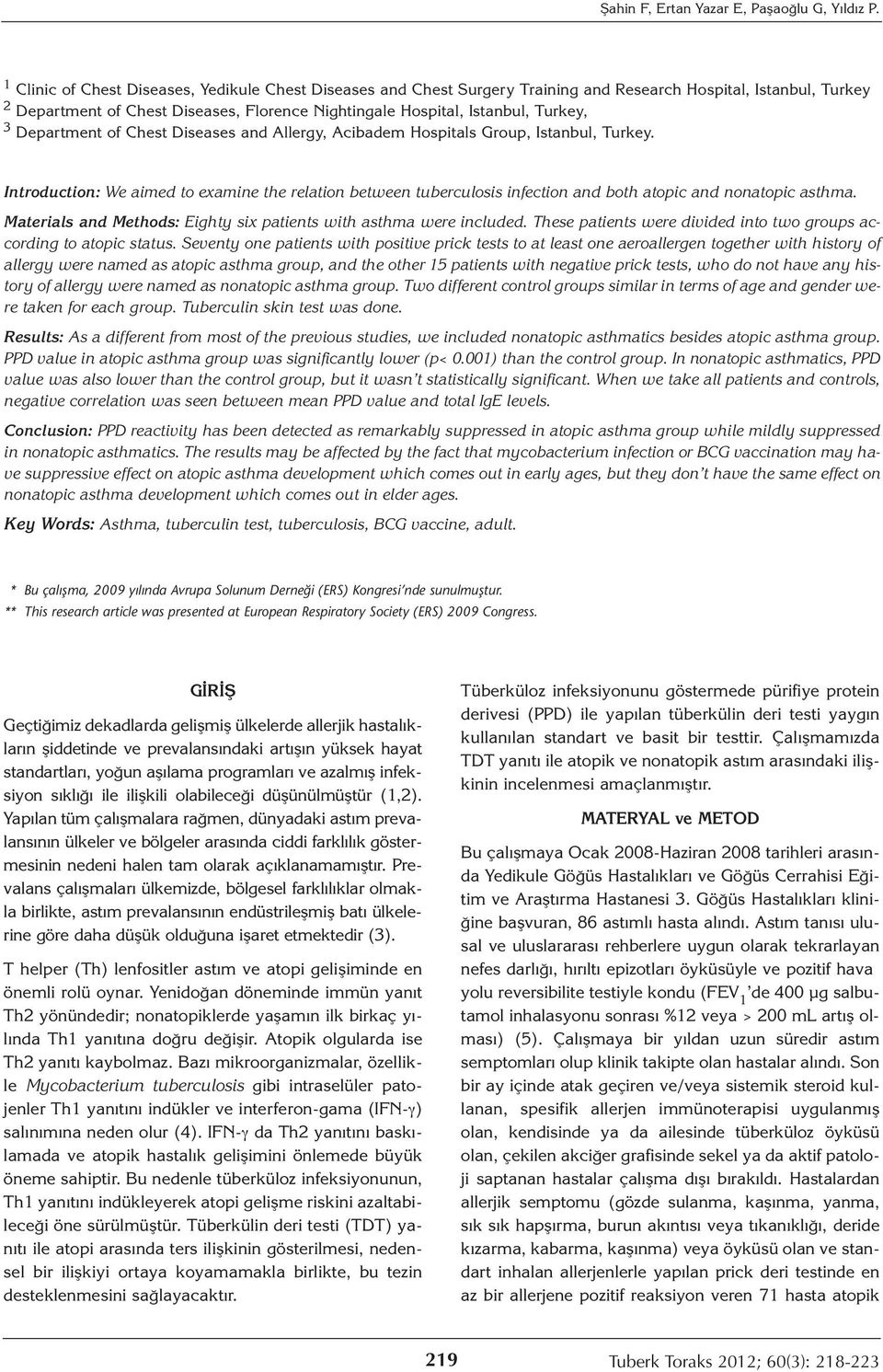 3 Department of Chest Diseases and Allergy, Acibadem Hospitals Group, Istanbul, Turkey.