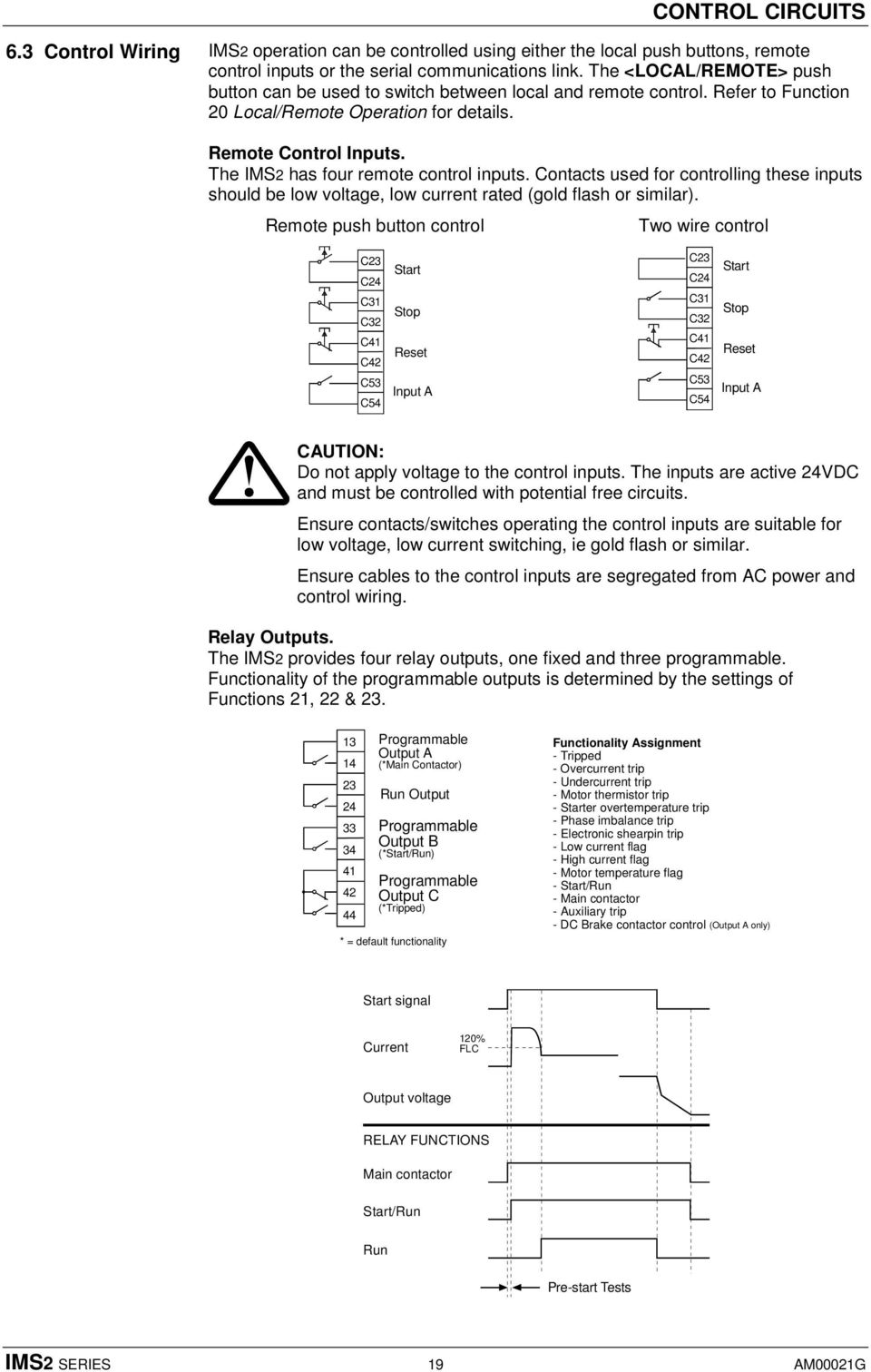 The IMS2 has four remote control inputs. Contacts used for controlling these inputs should be low voltage, low current rated (gold flash or similar).