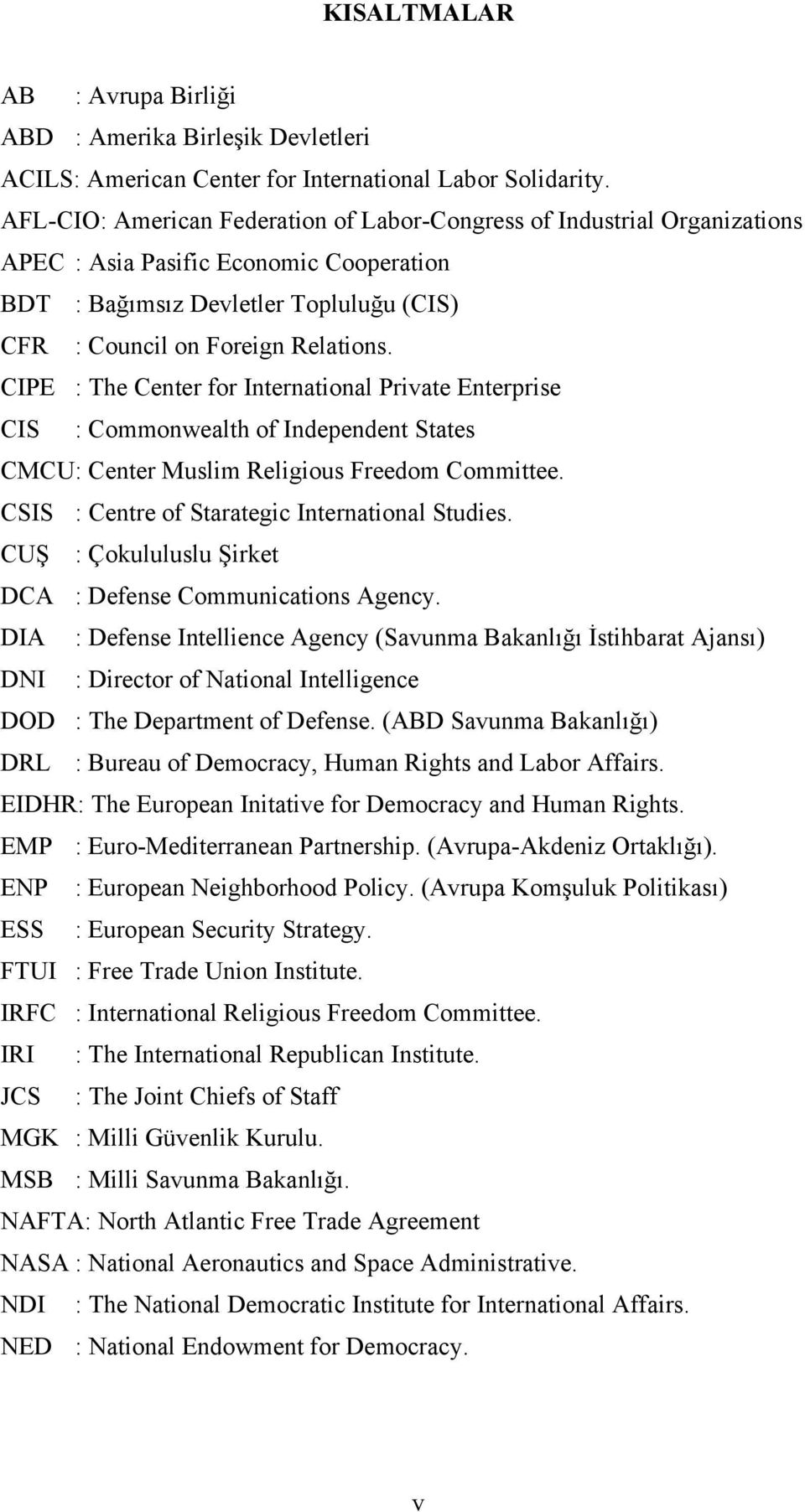 CIPE : The Center for International Private Enterprise CIS : Commonwealth of Independent States CMCU: Center Muslim Religious Freedom Committee. CSIS : Centre of Starategic International Studies.