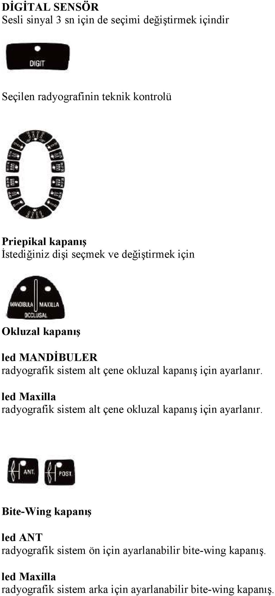 kapanış için ayarlanır. led Maxilla radyografik sistem alt çene okluzal kapanış için ayarlanır.