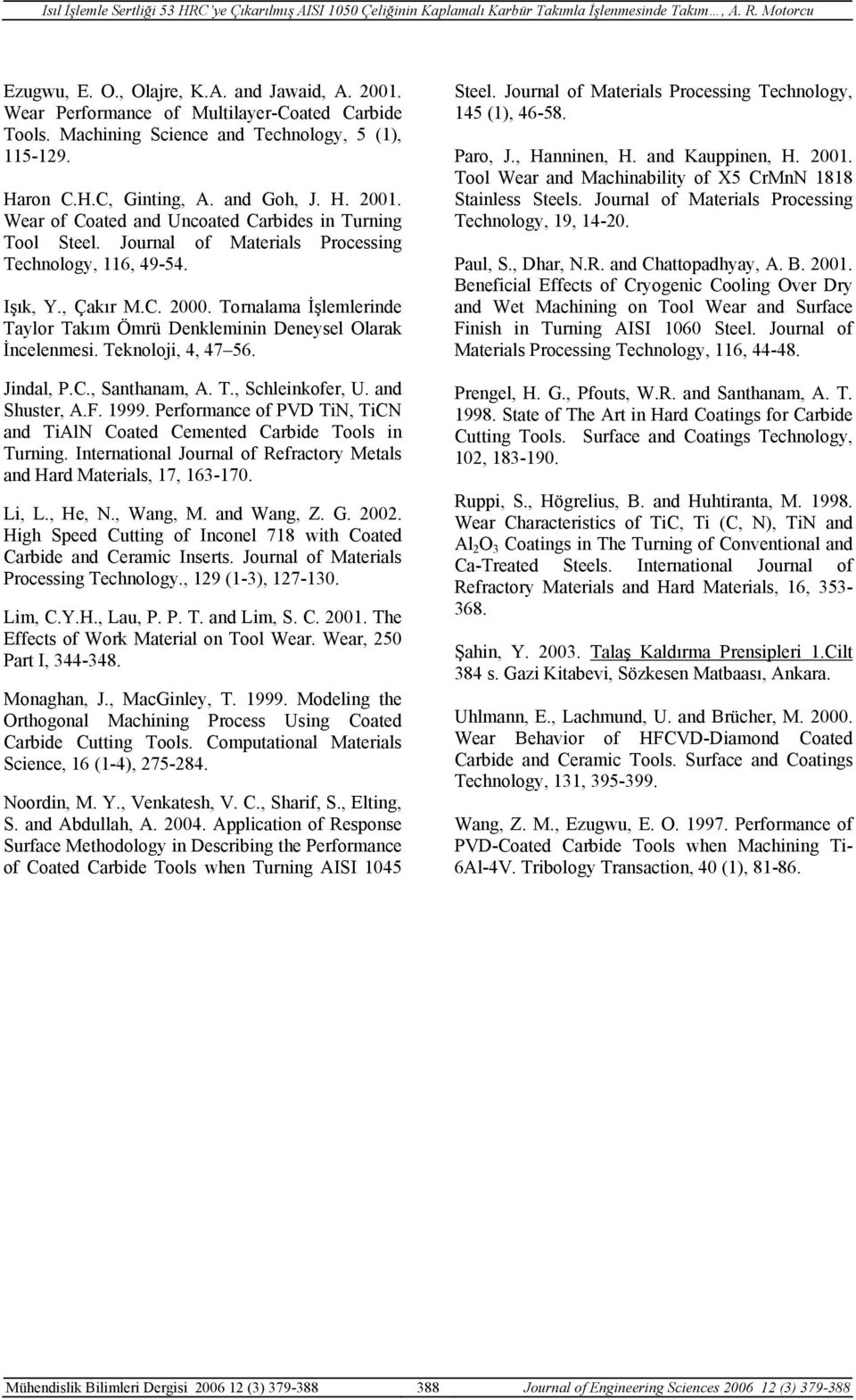 T., Schleinkofer, U. and Shuster, A.F. 1999. Performance of PVD TiN, TiCN and TiAlN Coated Cemented Carbide Tools in Turning.