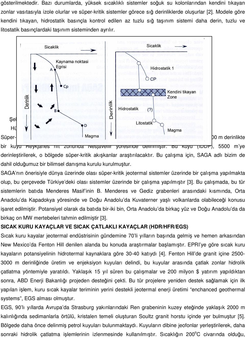 Hidrotermal konveksiyon Şekil 2b. Konvektif süper-kritik sistem [1]. Hücresi [1].