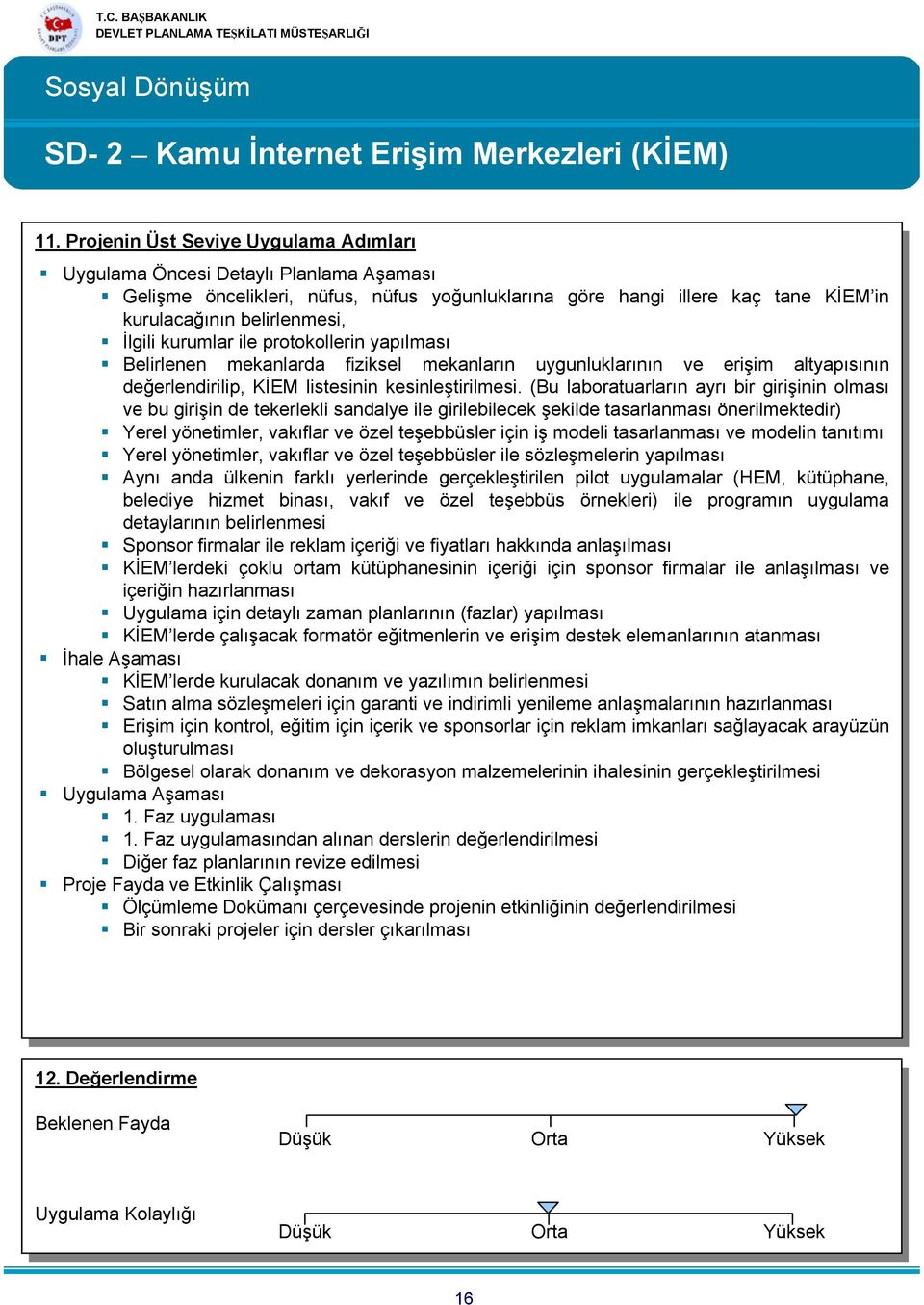 yapılması Belirlenen mekanlarda fiziksel mekanların uygunluklarının erişim altyapısının değerlendirilip, KİEM listesinin kesinleştirilmesi.