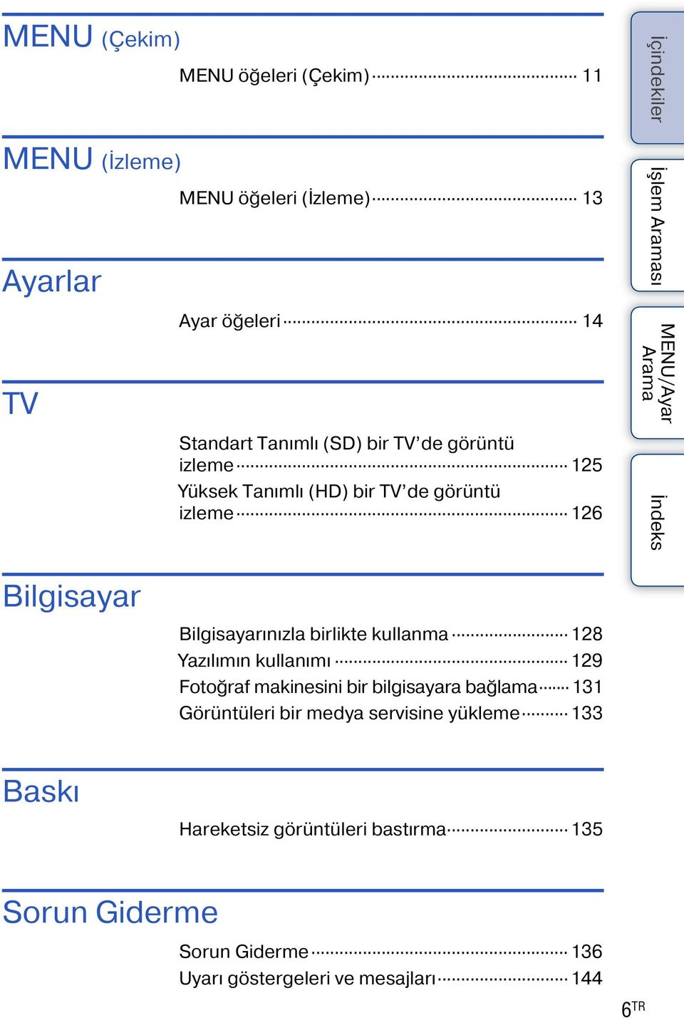 kullanma 128 Yazılımın kullanımı 129 Fotoğraf makinesini bir bilgisayara bağlama 131 Görüntüleri bir medya servisine