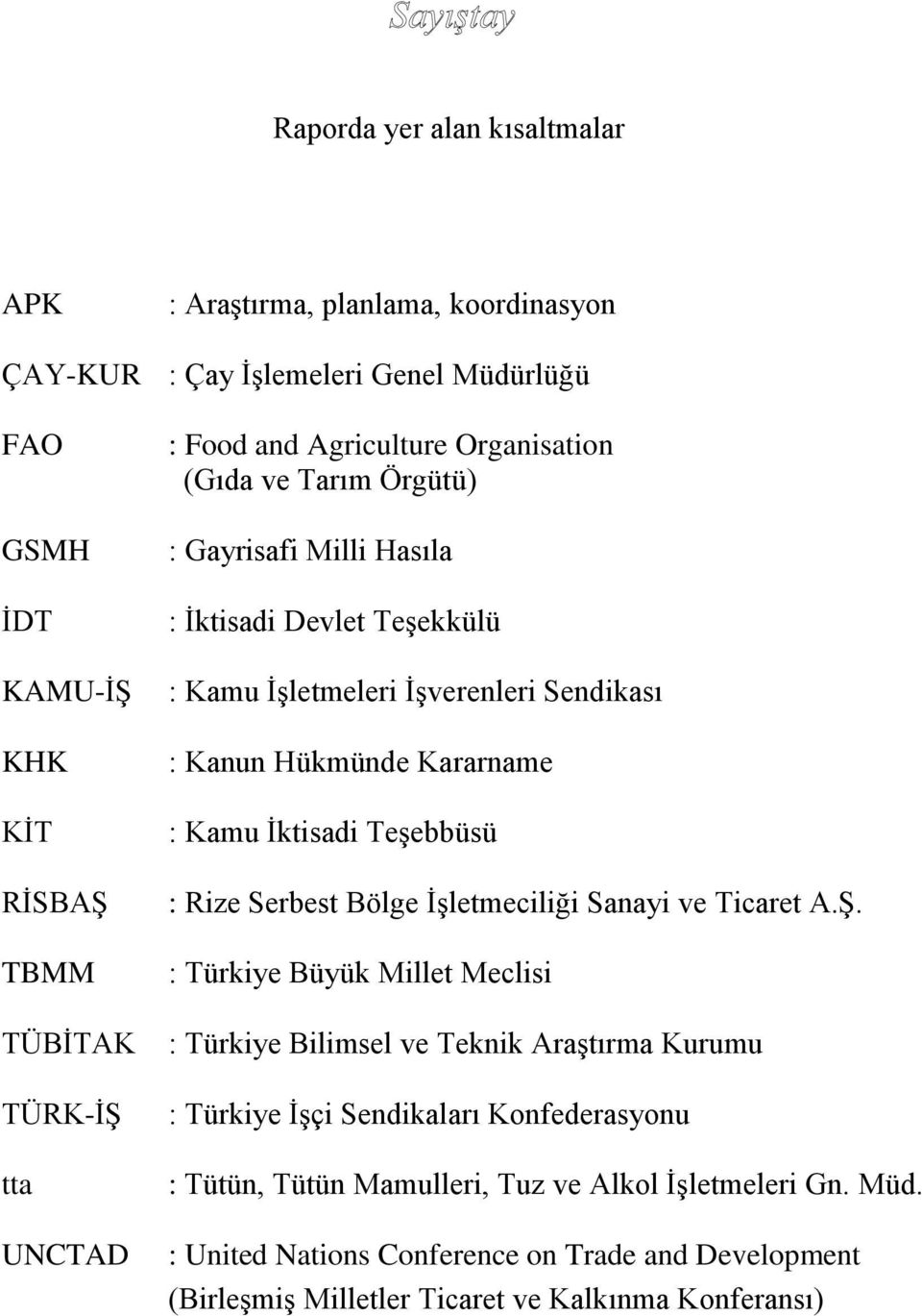 Kamu İktisadi Teşebbüsü : Rize Serbest Bölge İşletmeciliği Sanayi ve Ticaret A.Ş.