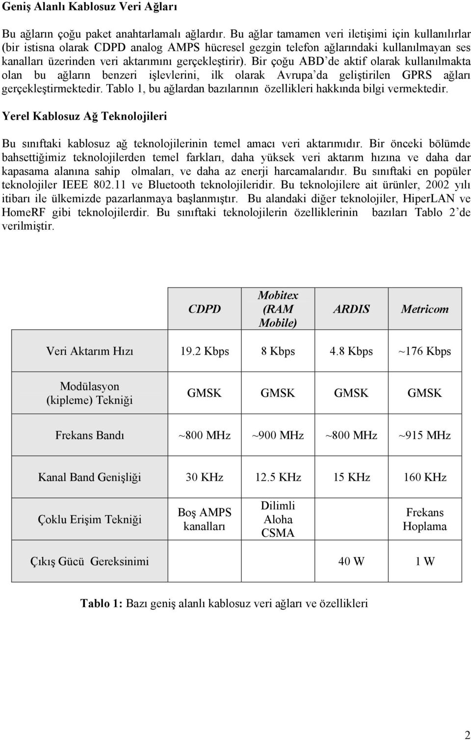 Bir çoğu ABD de aktif olarak kullanılmakta olan bu ağların benzeri işlevlerini, ilk olarak Avrupa da geliştirilen GPRS ağları gerçekleştirmektedir.