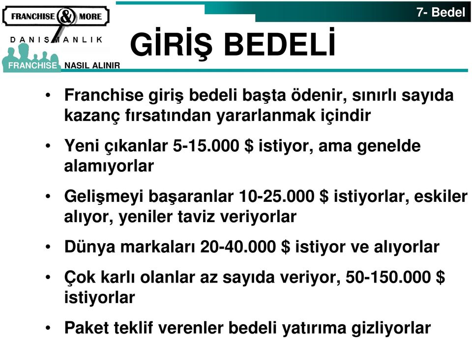 000 $ istiyorlar, eskiler alıyor, yeniler taviz veriyorlar Dünya markaları 20-40.