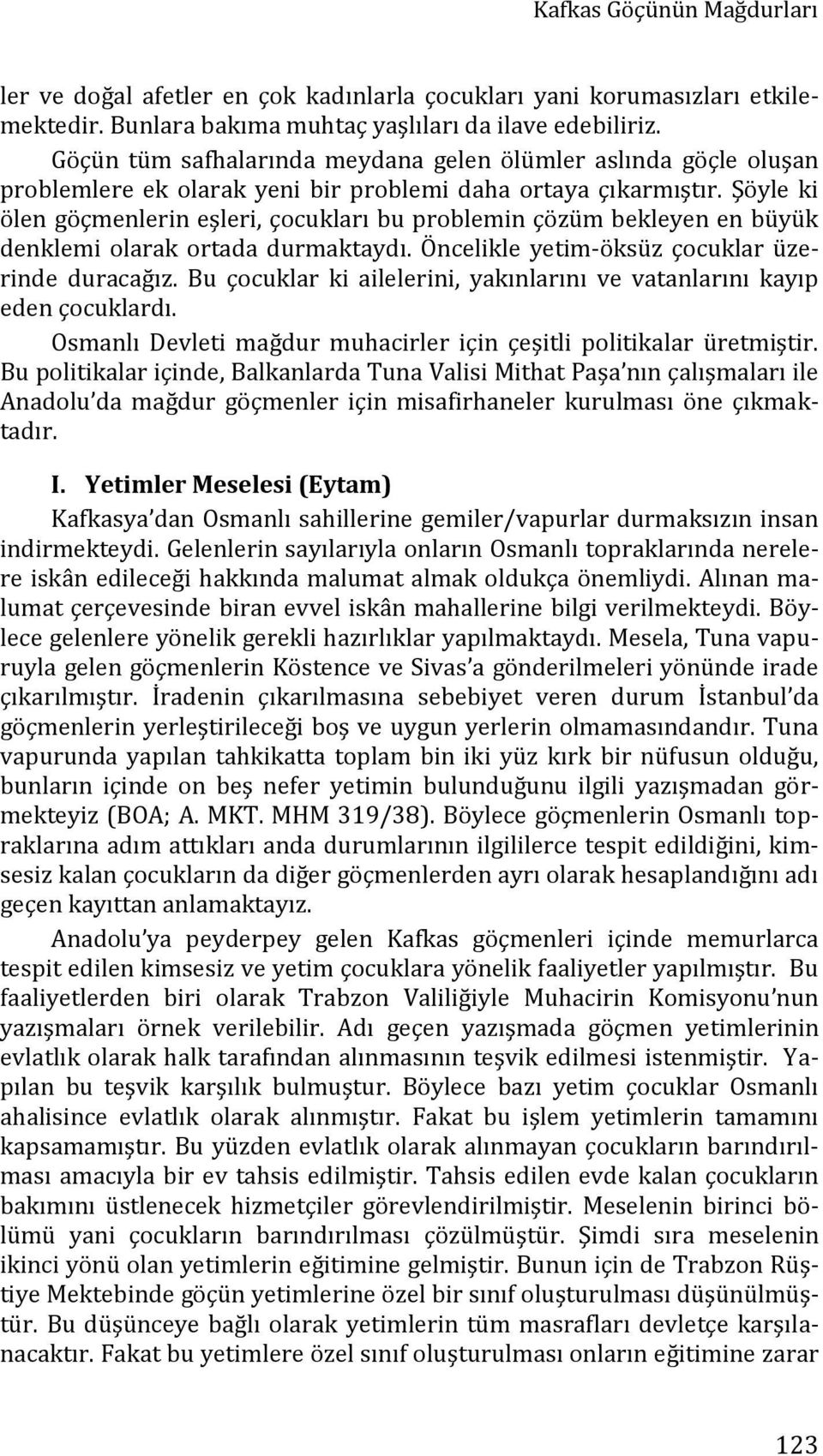 Şöyle ki ölen göçmenlerin eşleri, çocukları bu problemin çözüm bekleyen en büyük denklemi olarak ortada durmaktaydı. Öncelikle yetim-öksüz çocuklar üzerinde duracağız.