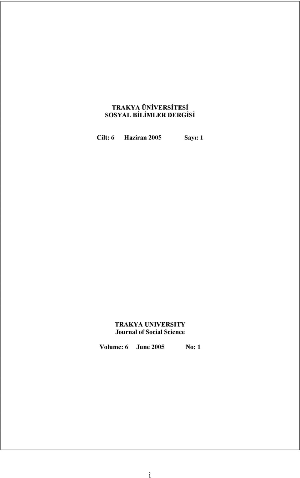 1 TRAKYA UNIVERSITY Journal of