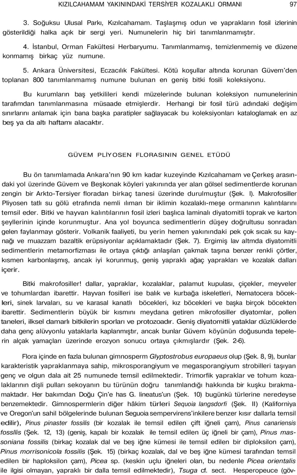 Kötü koşullar altında korunan Güvem'den toplanan 800 tanımlanmamış numune bulunan en geniş bitki fosili koleksiyonu.